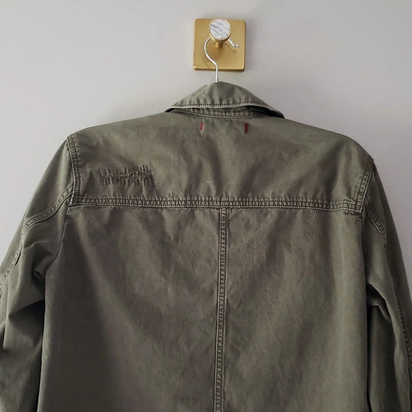 American Eagle Outfitters 100% Cotton Jacket Small Army Green Distressed Pockets - Picture 6 of 11